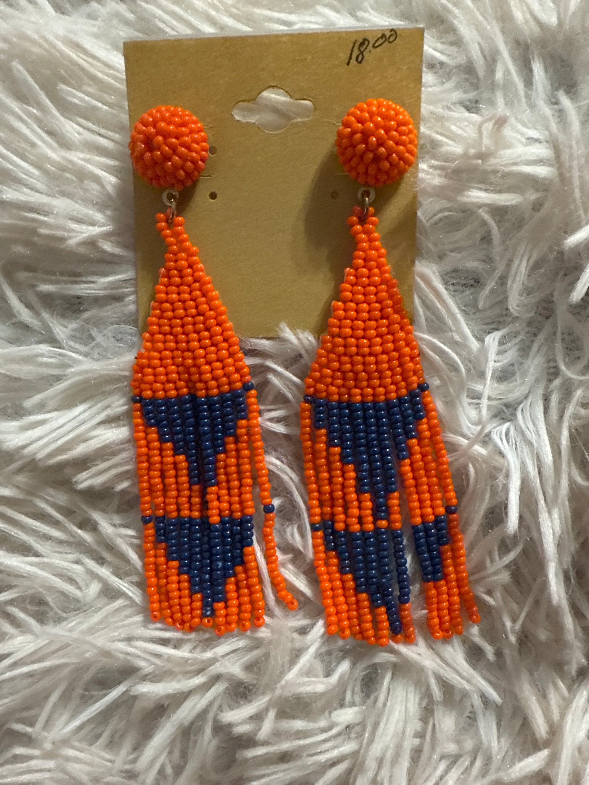 Orange and Blue Dangle Earrings