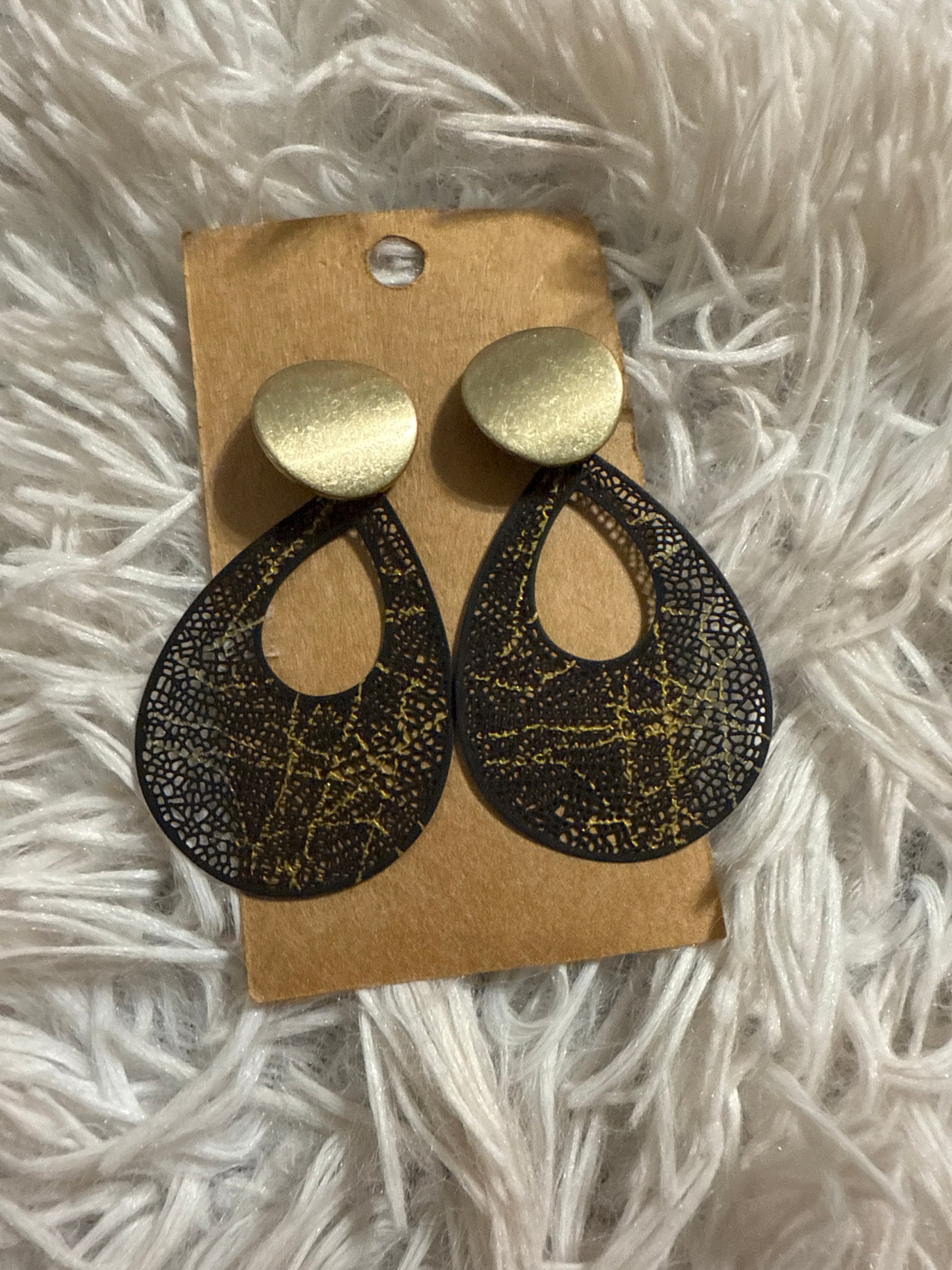 Black and Gold Dangle Earrings