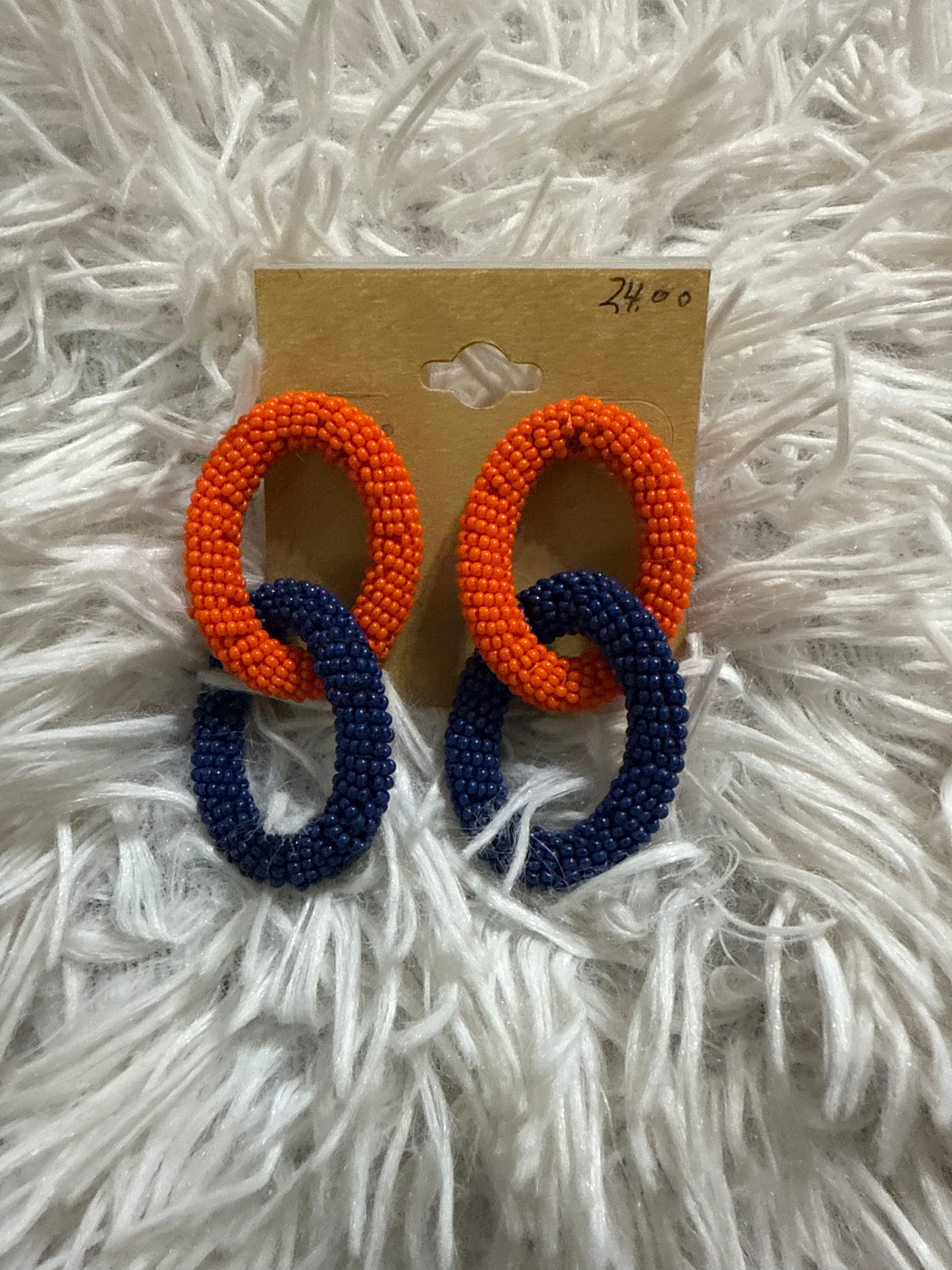 Orange and Blue Dangle Earrings