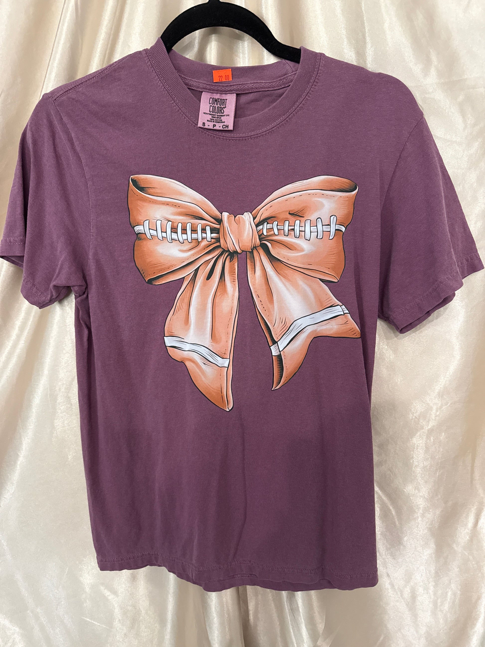 Purple Football Bow Tee
