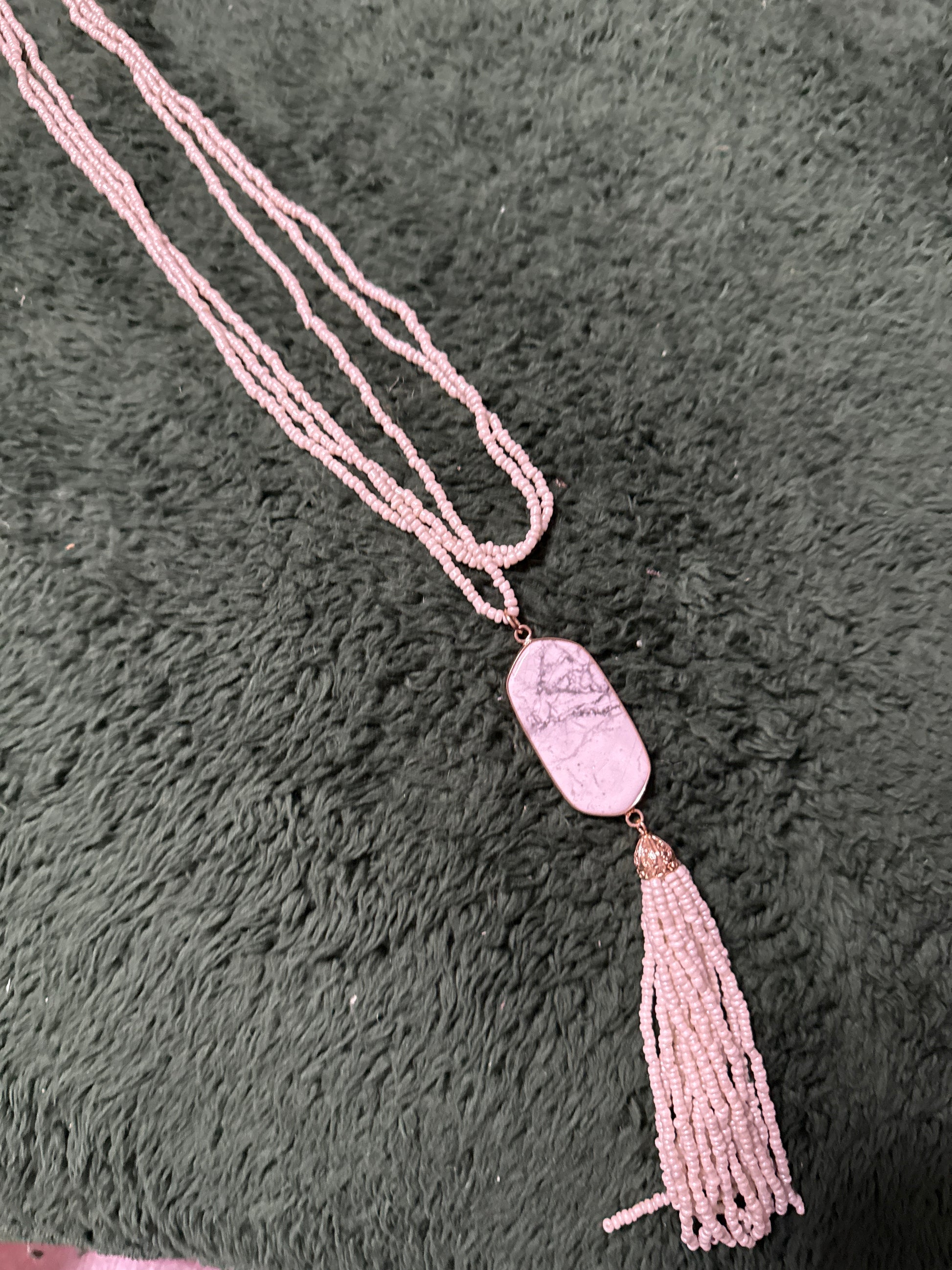 White Beaded Tassel Set