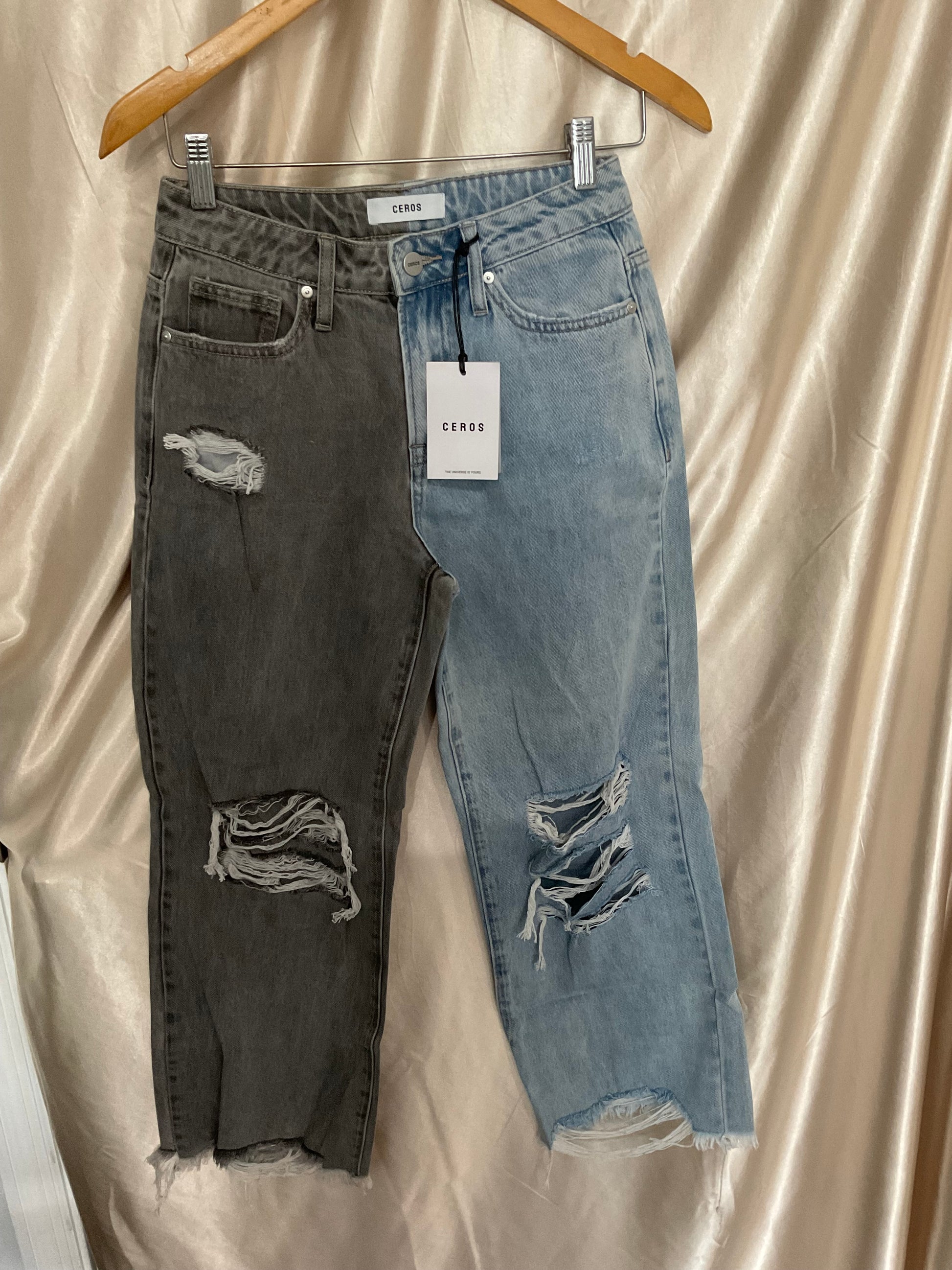 Ceros High Rise Wide Light+Gray Denim