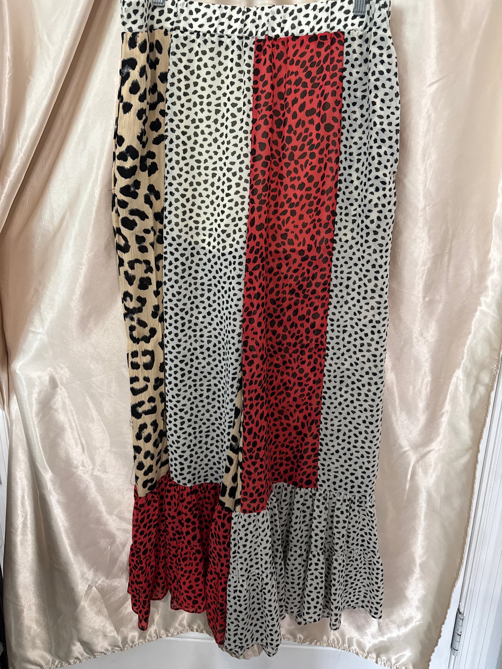Cheetah Print Red and White Ruffle Pants