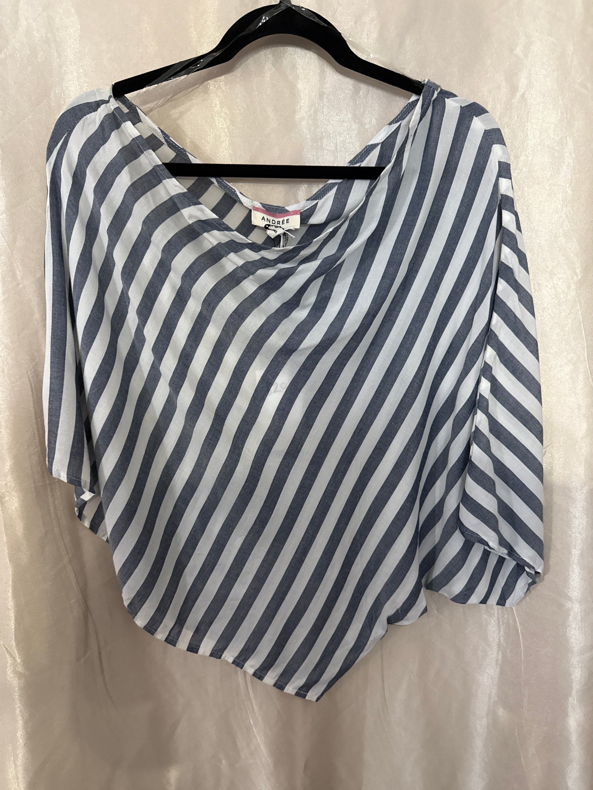 Denim and White Stripped Off the Shoulder Top