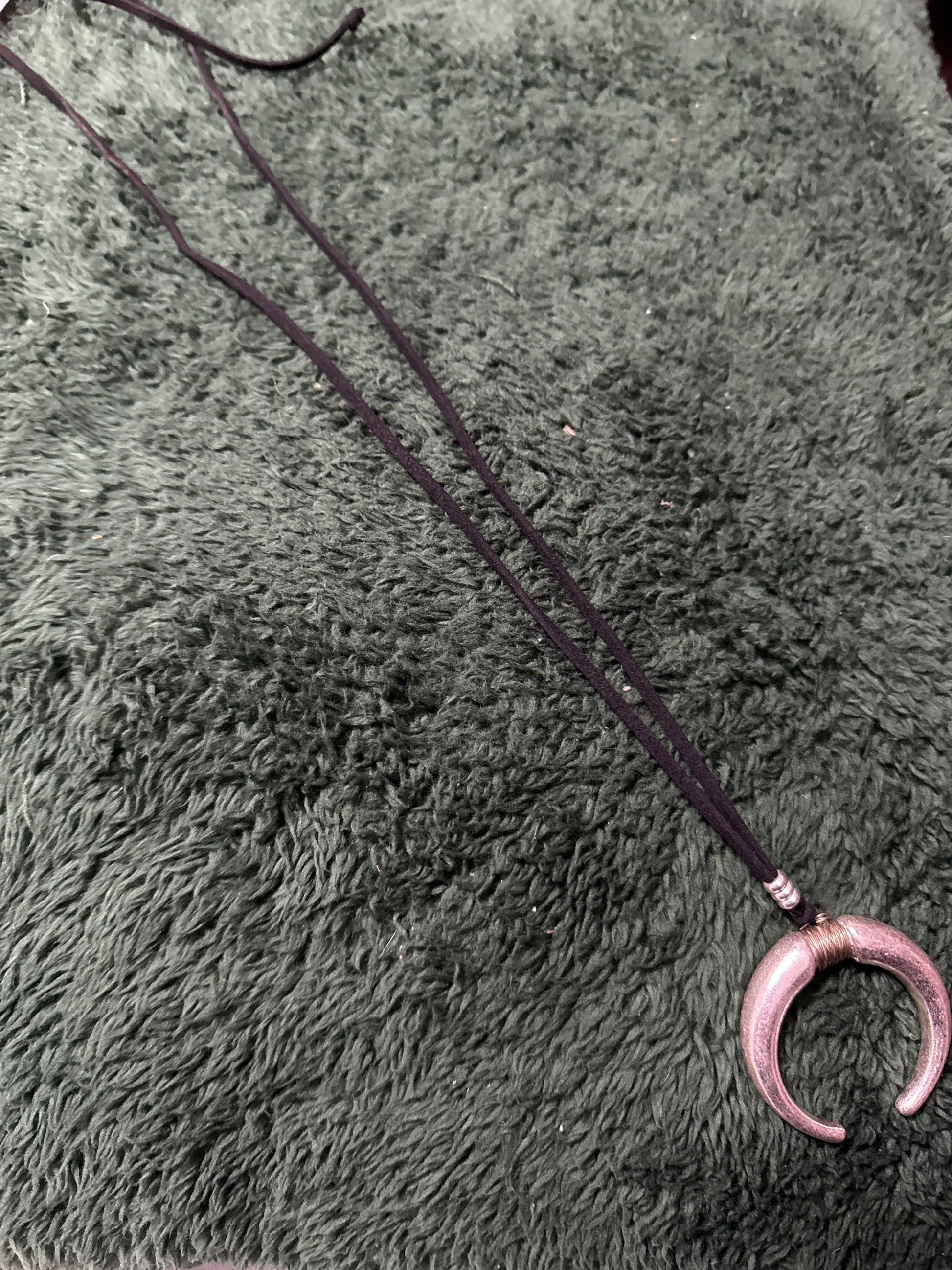 Black and Silver Crescent Necklace