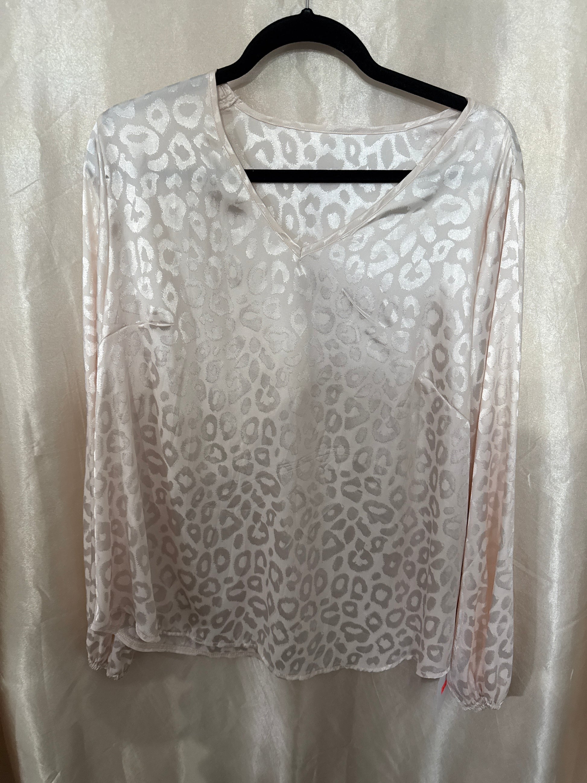 Long Sleeve Baby Pink Cheetah Print Blouse
