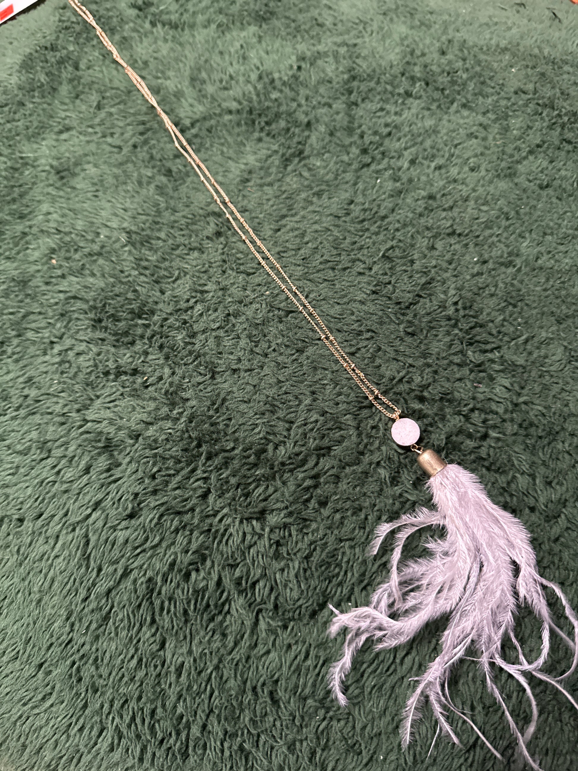 Gold and Grey Feather Neacklace