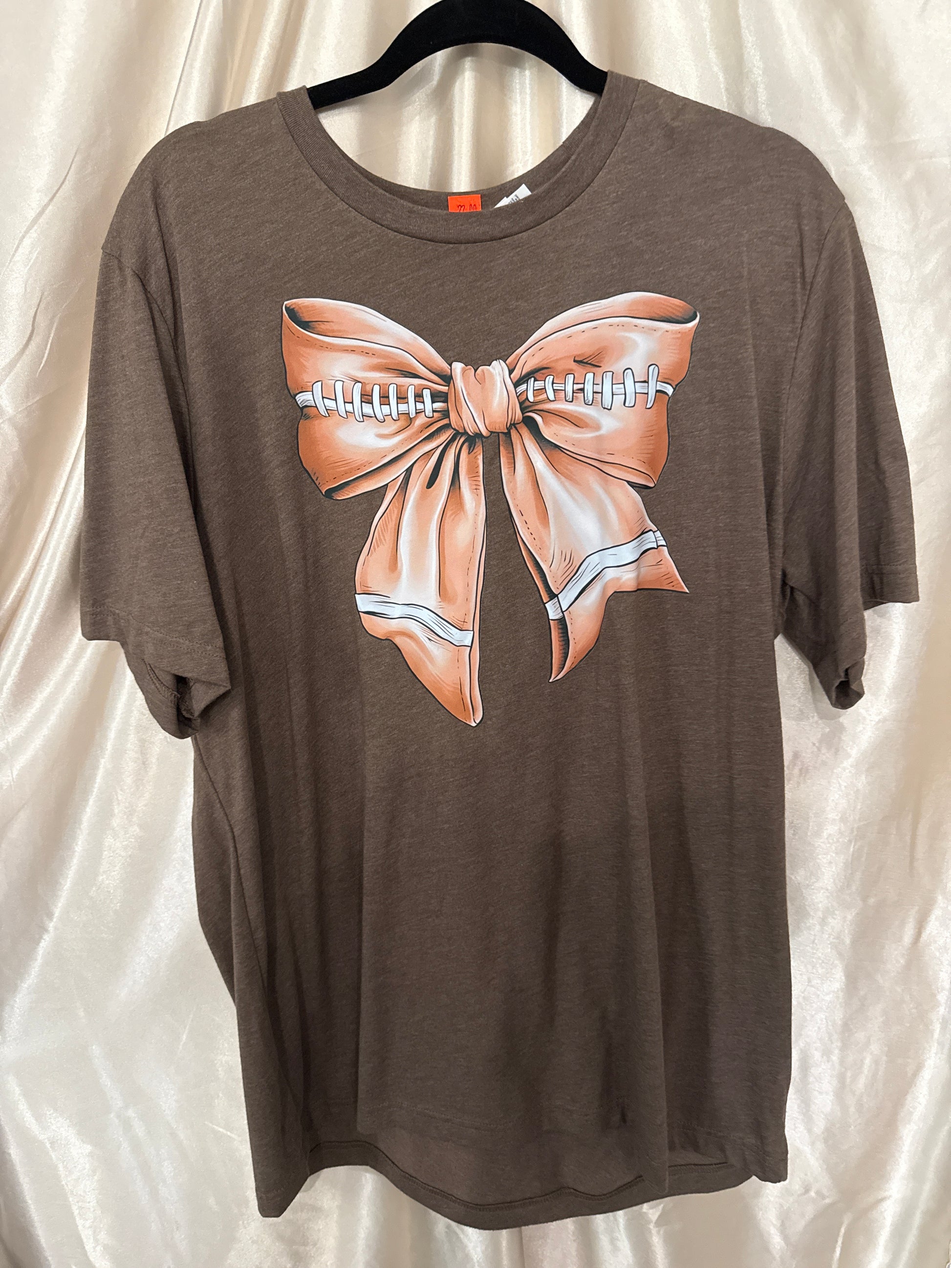 Brown Football Bow Tee
