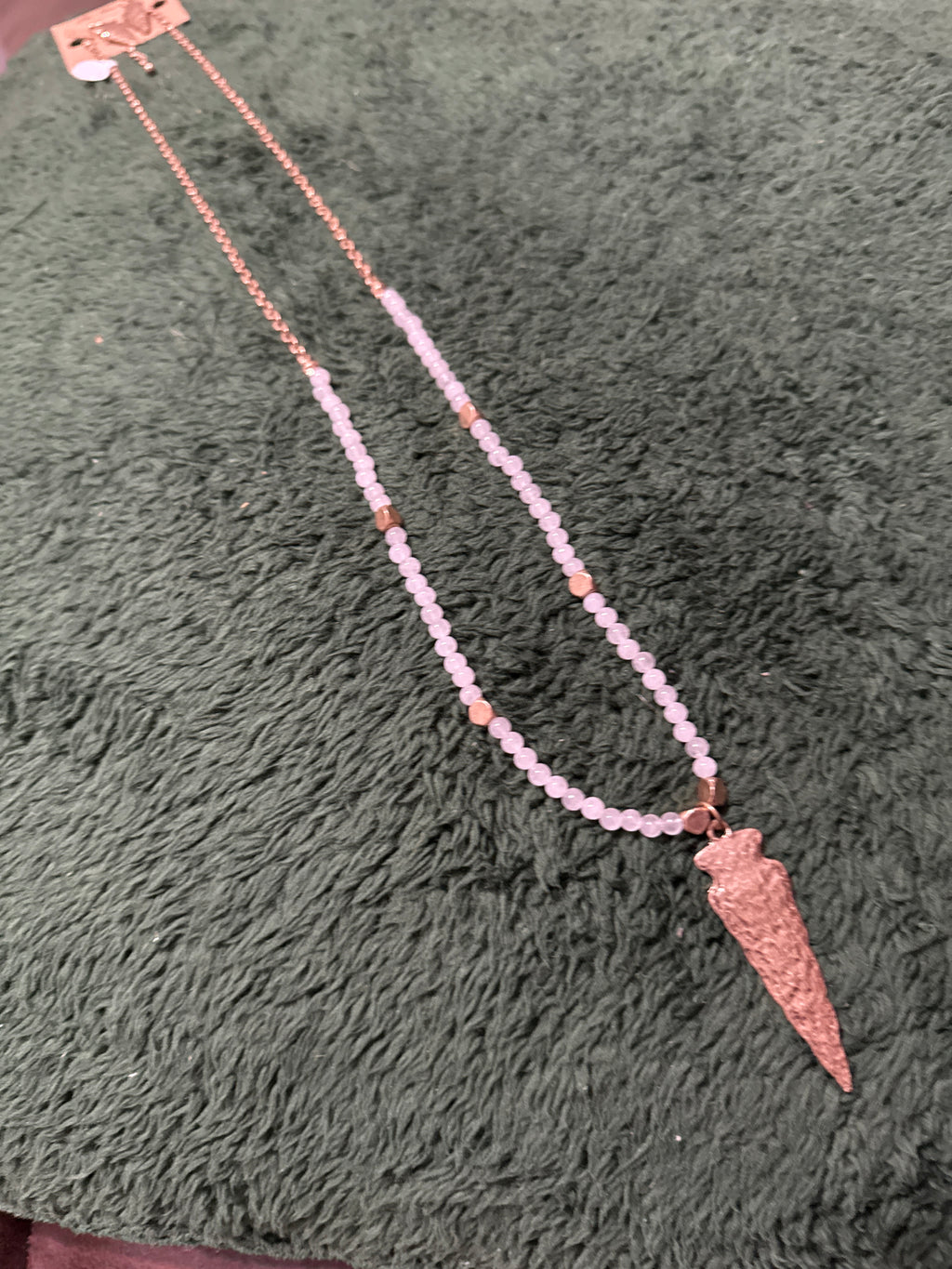 White and Gold Arrowhead Necklace and Earrings Set