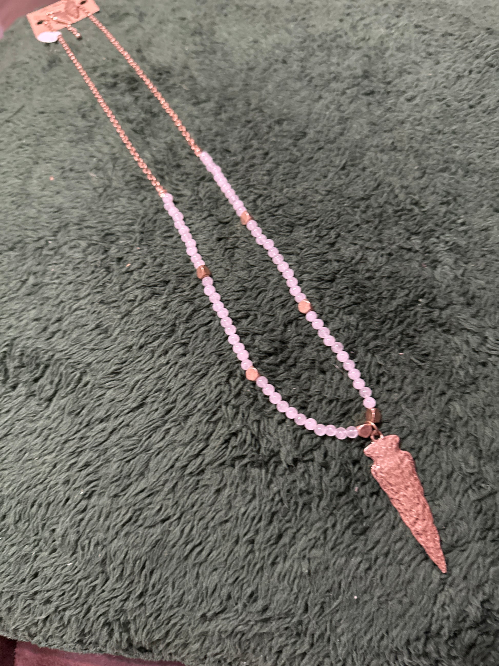 White and Gold Arrowhead Necklace and Earrings Set