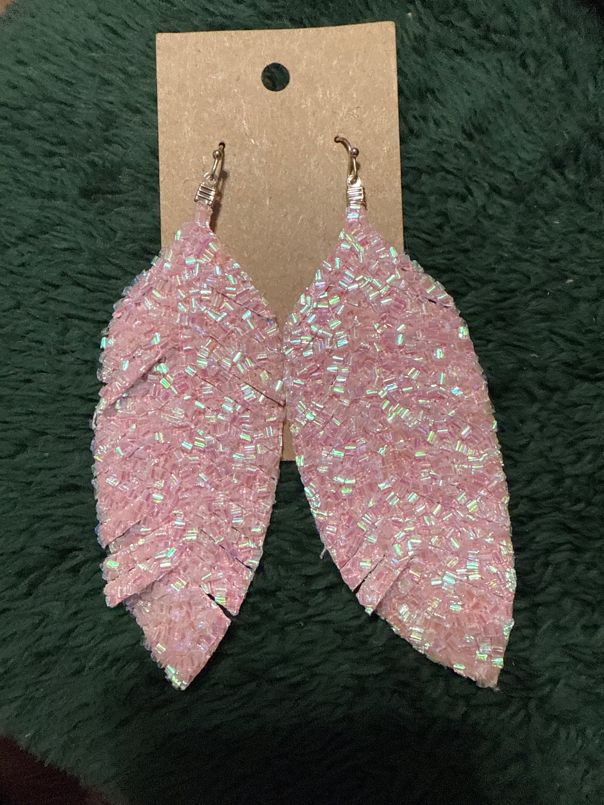 Pink Jewel Feather Earrings