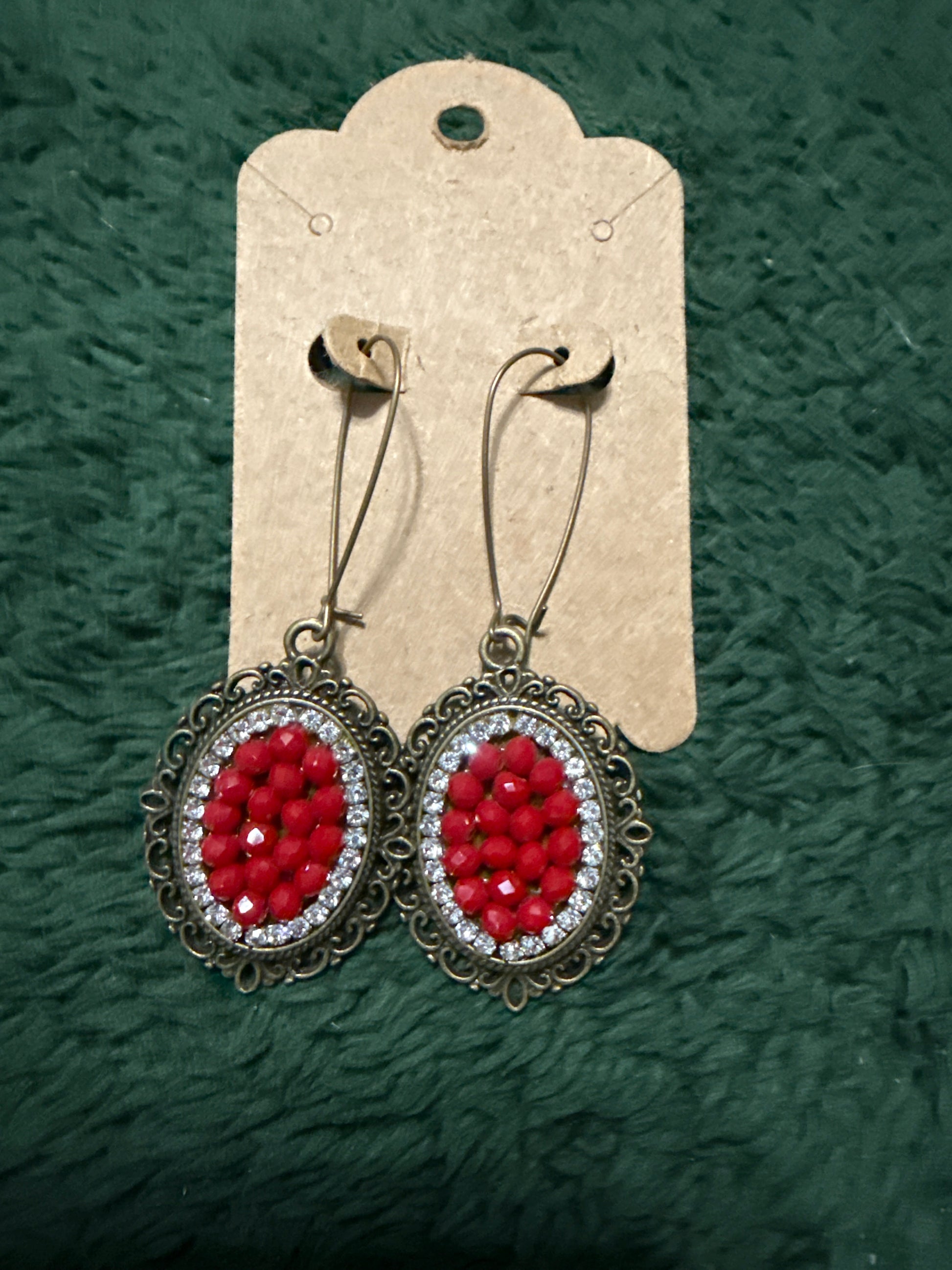 Red and Bronze Dangle Earrings