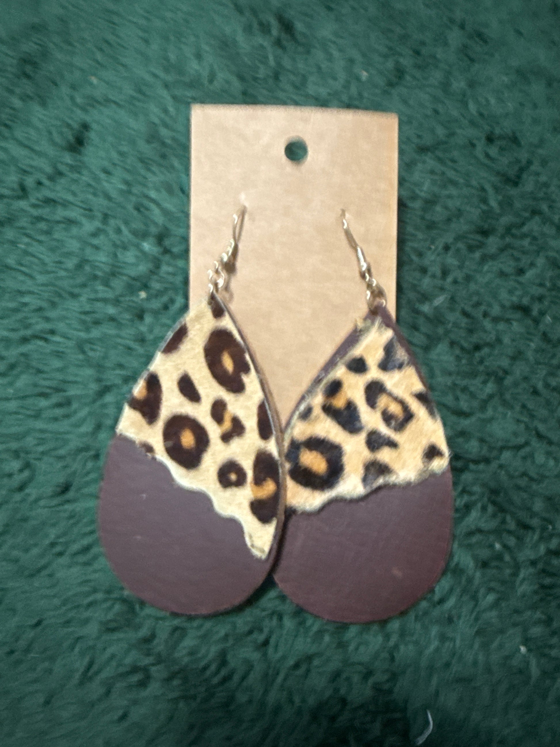 Cheetah Print and Brown Dangle Earrings