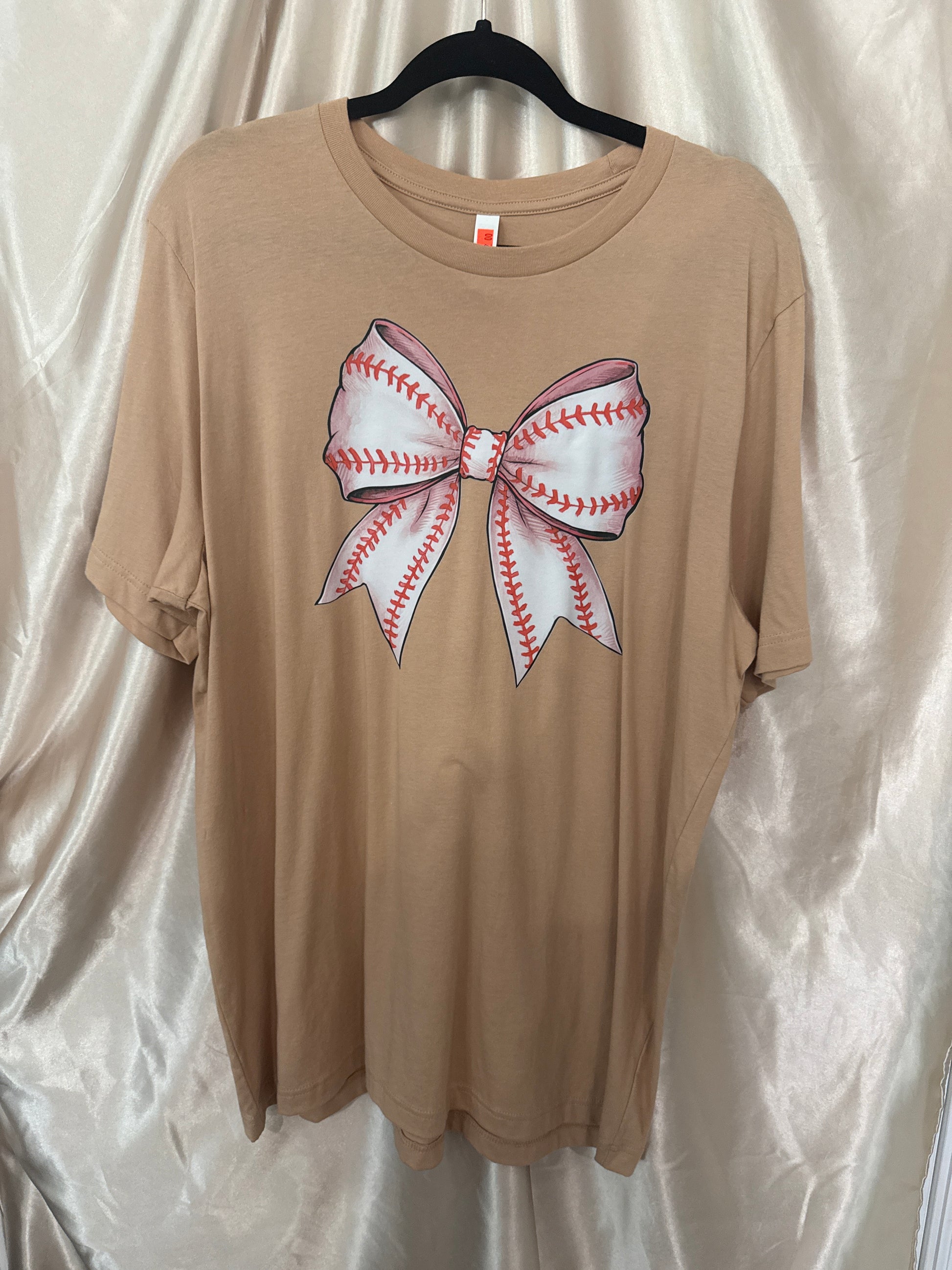 Tan Baseball Bow Tee