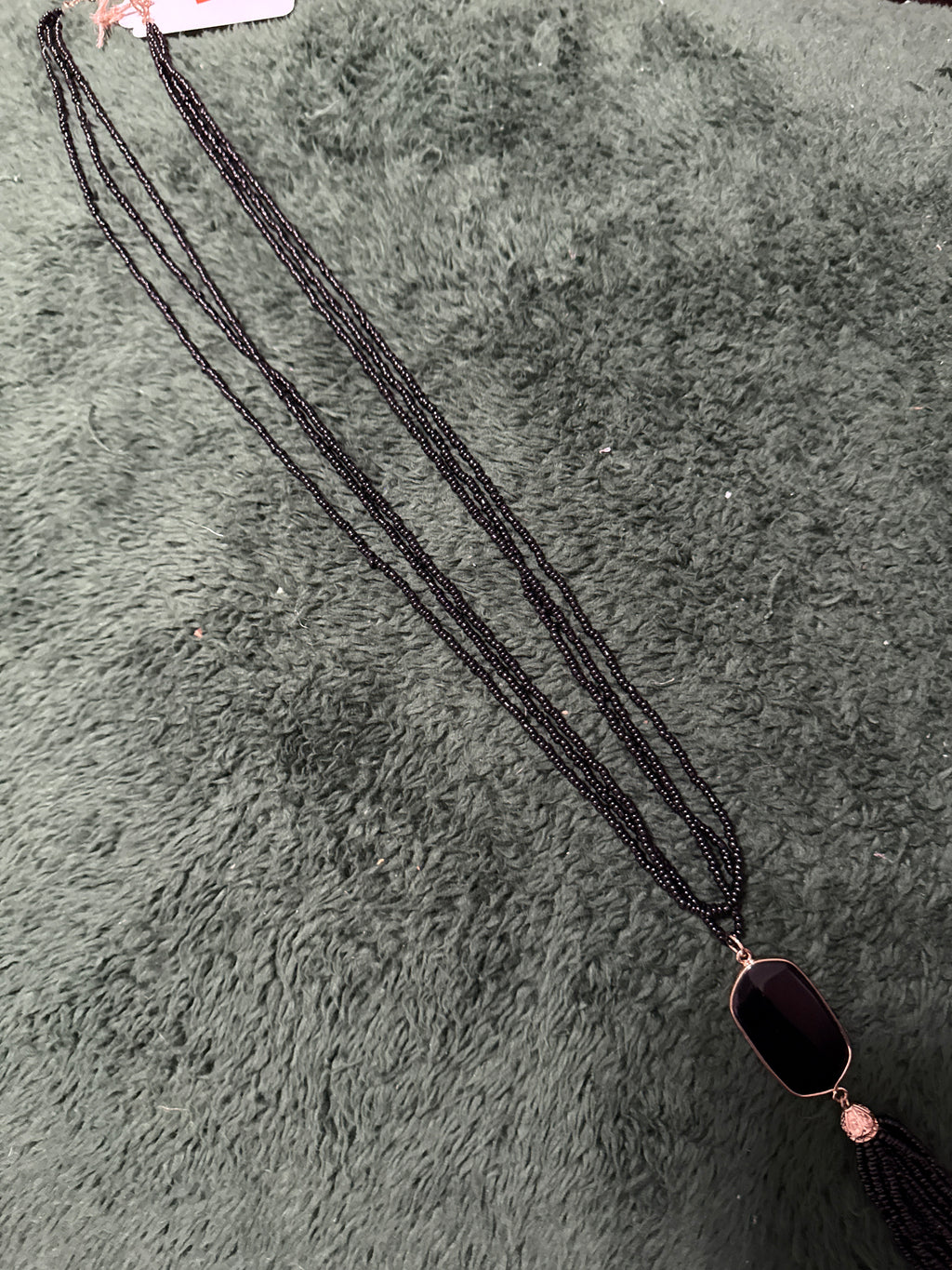 Black and Gold Tassel Necklace Stack