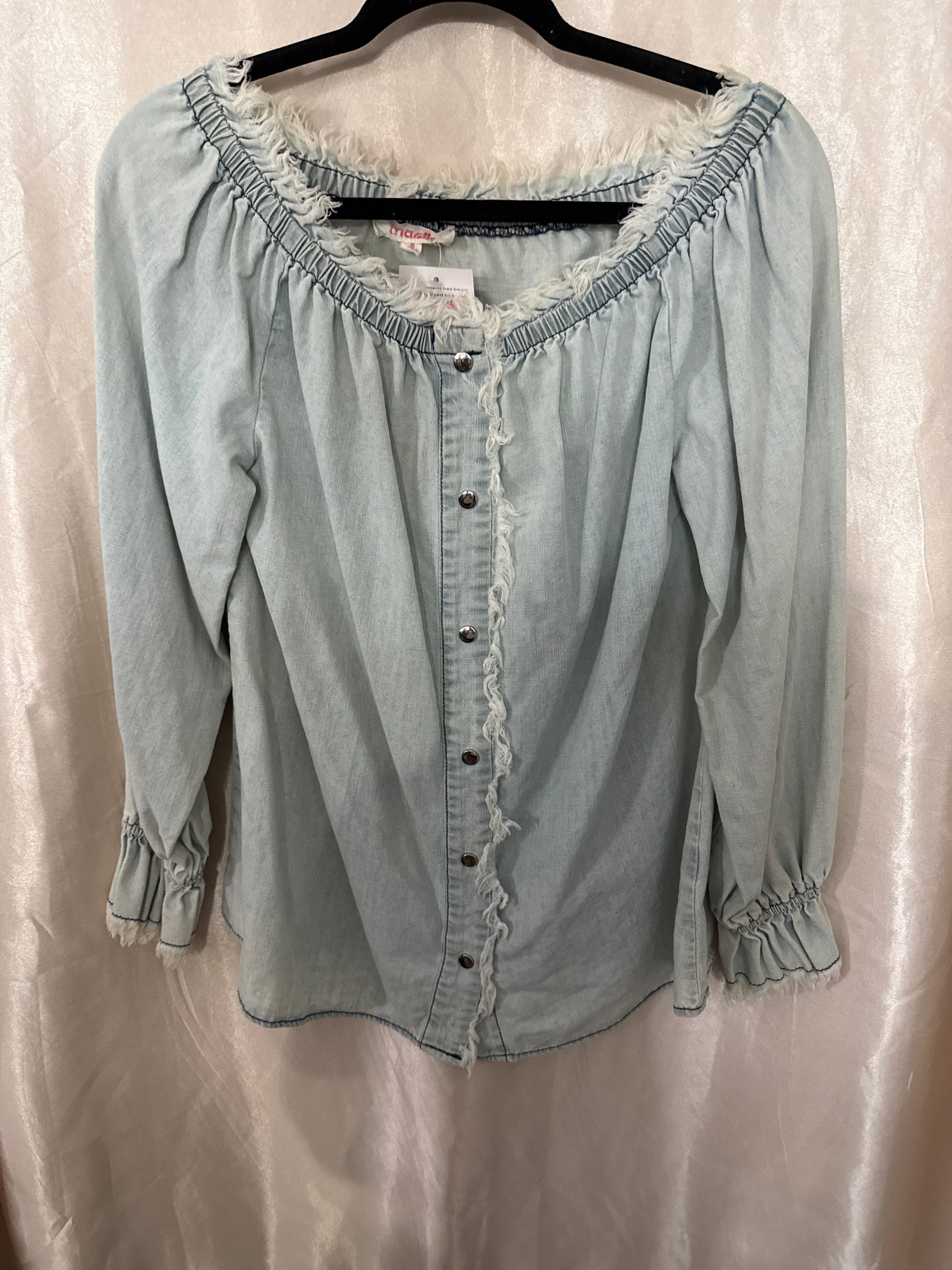 Long Sleeve Button Up Denim Blouse