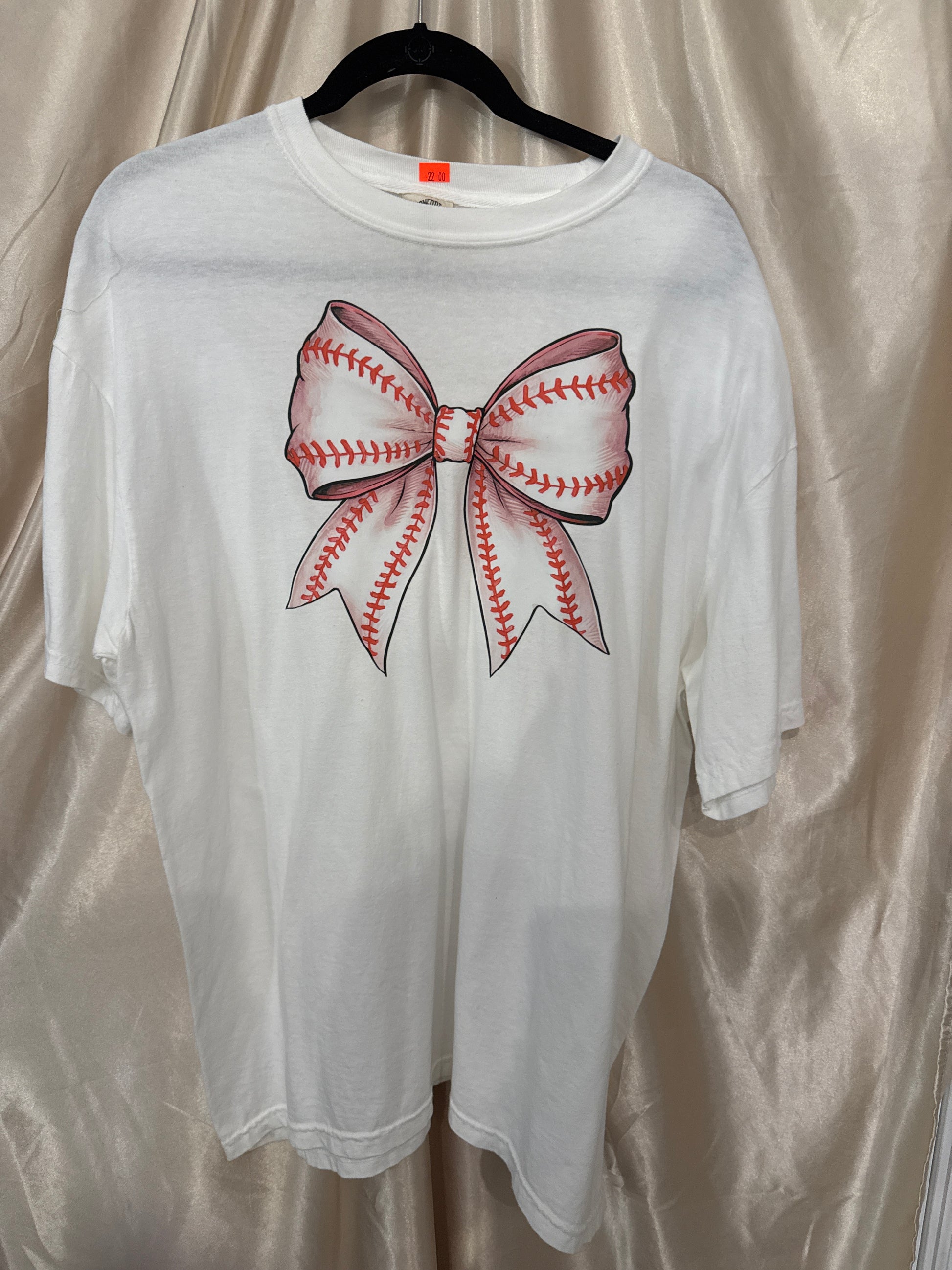 White Baseball Bow Tee