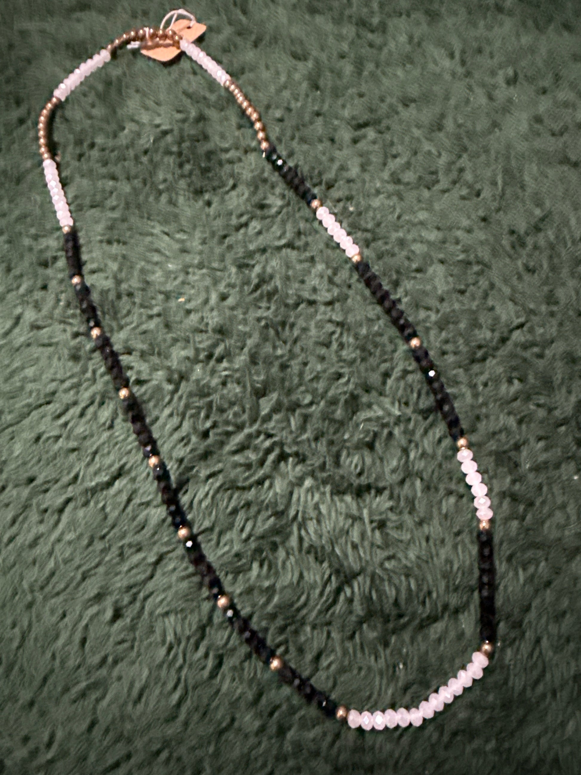 Black Gold and White Beaded Necklace