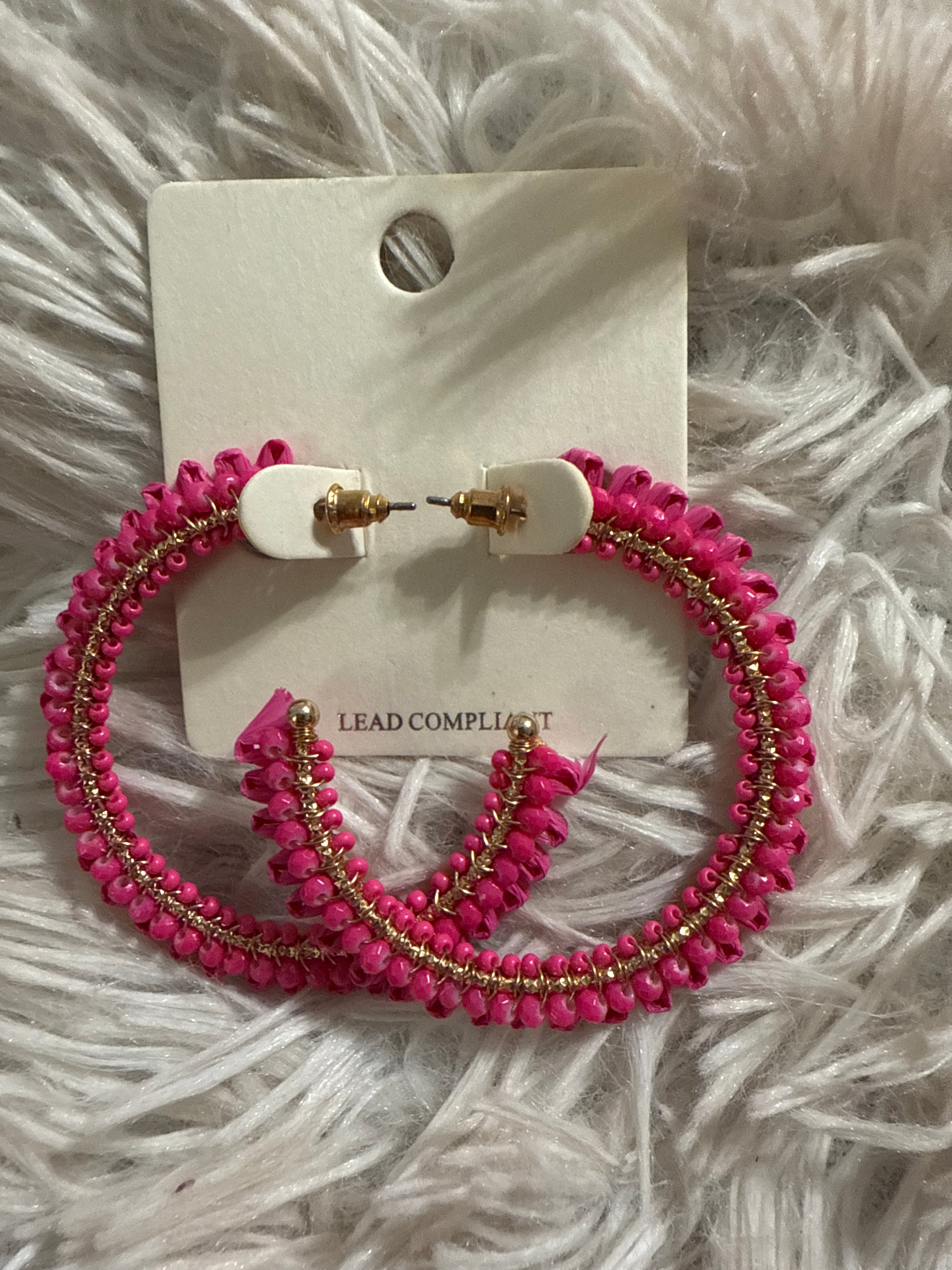 Pink Jewel Hoop Earrings